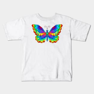 Rainbow Polygonal Butterfly Kids T-Shirt